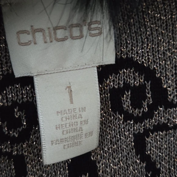 Chico's Black and Gold Beautiful Embroidered Cardigan Size 1 - Picture 2 of 7